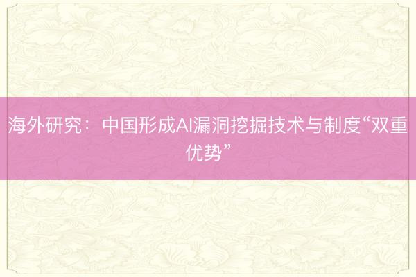 海外研究：中国形成AI漏洞挖掘技术与制度“双重优势”