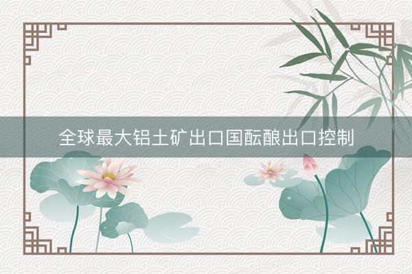 全球最大铝土矿出口国酝酿出口控制