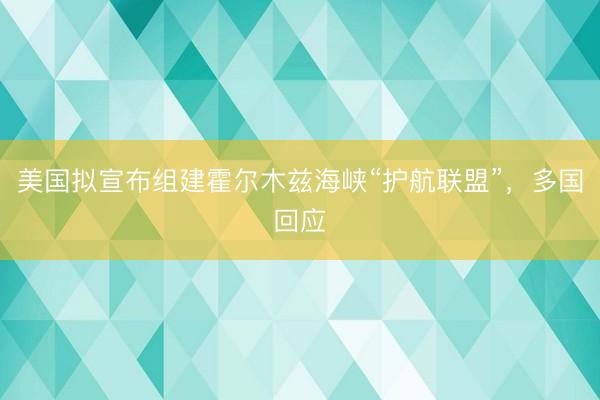 美国拟宣布组建霍尔木兹海峡“护航联盟”，多国回应