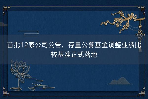 首批12家公司公告，存量公募基金调整业绩比较基准正式落地