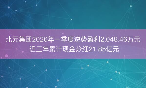 北元集团2026年一季度逆势盈利2，048.46万元 近三年累计现金分红21.85亿元