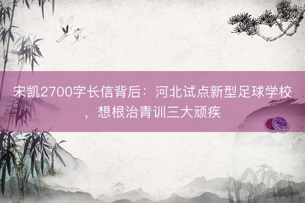 宋凯2700字长信背后：河北试点新型足球学校，想根治青训三大顽疾