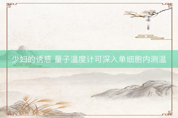 少妇的诱惑 量子温度计可深入单细胞内测温