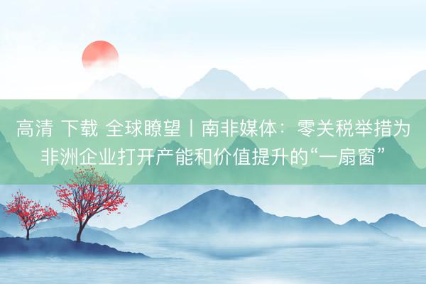 高清 下载 全球瞭望丨南非媒体：零关税举措为非洲企业打开产能和价值提升的“一扇窗”
