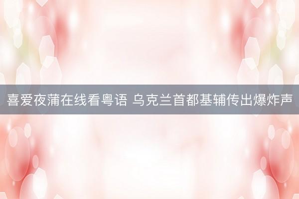 喜爱夜蒲在线看粤语 乌克兰首都基辅传出爆炸声