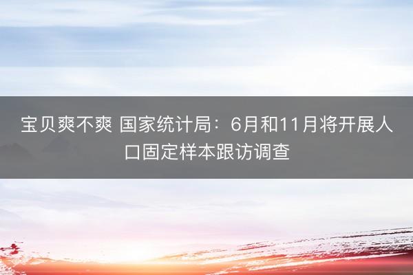 宝贝爽不爽 国家统计局：6月和11月将开展人口固定样本跟访调查