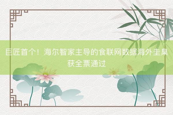 巨匠首个！海尔智家主导的食联网数据海外圭臬获全票通过