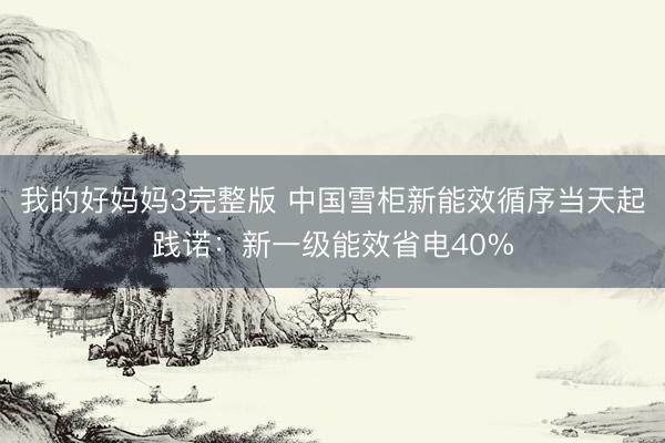 我的好妈妈3完整版 中国雪柜新能效循序当天起践诺：新一级能效省电40%