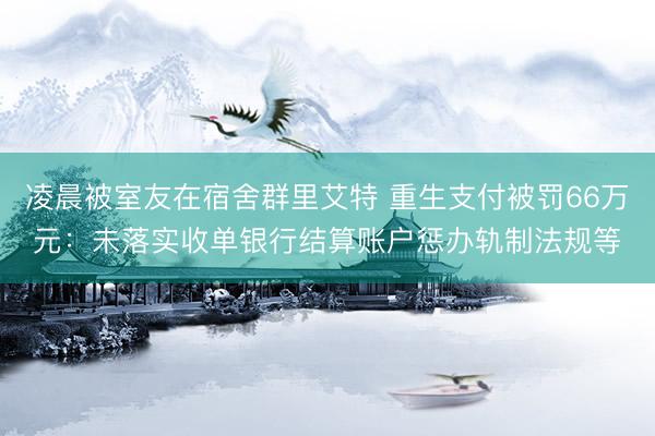 凌晨被室友在宿舍群里艾特 重生支付被罚66万元：未落实收单银行结算账户惩办轨制法规等