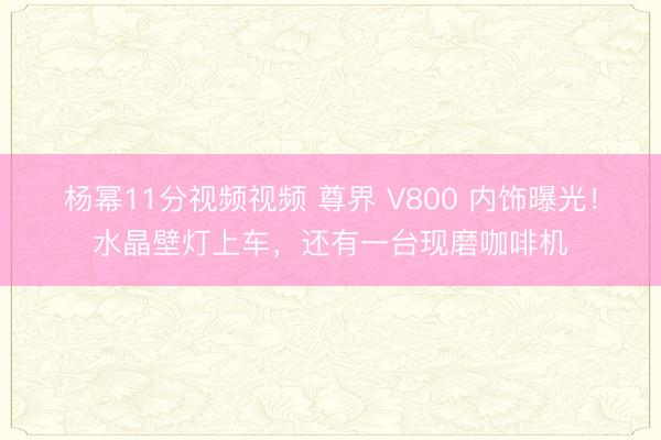杨幂11分视频视频 尊界 V800 内饰曝光！水晶壁灯上车，还有一台现磨咖啡机