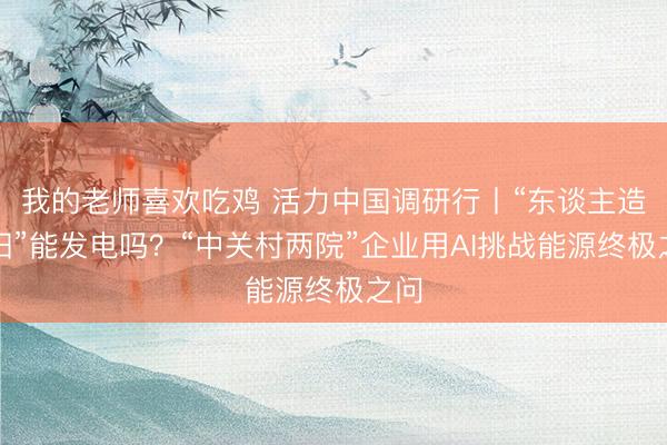 我的老师喜欢吃鸡 活力中国调研行丨“东谈主造太阳”能发电吗？“中关村两院”企业用AI挑战能源终极之问