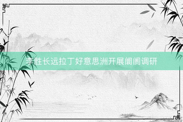 李胜长远拉丁好意思洲开展阛阓调研