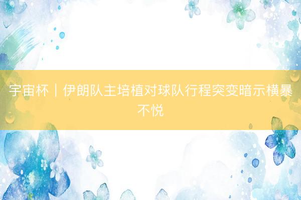 宇宙杯｜伊朗队主培植对球队行程突变暗示横暴不悦