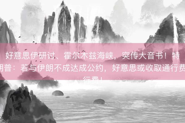 好意思伊研讨、霍尔木兹海峡，突传大音书！特朗普：若与伊朗不成达成公约，好意思或收取通行费！